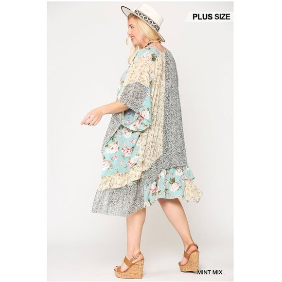 Boho Floral Gypsy Hippie Kimono Duster Cardigan - Picture 2 of 9